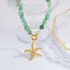 Collar Transfronterizo de Acero Inoxidable con Personalidad y Estilo, Serie Oceánica, Diseño de Estrella de Mar y Concha, Chapado en Oro de 18K, Collar que Conserva el Color para Mujer