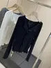 Outono de 2026 40 contagens Lã Tencel! Elegante e atraente, macia e elástica, camiseta base de manga longa com renda de borboleta