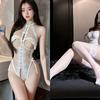 Lencería Sexy, Pijama de Encaje Bordado Tentación Pura Pasión Sexy, Body de Entrepierna Abierta, Traje Pasión Talla Grande para Mujer