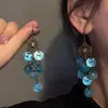 Aretes Redondos de Cuentas de Arroz con Borla de Concha Estilo Festivo Modernos Elegantes Ganchos para Oreja Simples Versátiles Venta al por Mayor para Mujeres
