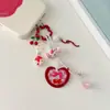 Coração Vermelho Cereja Doce Bolo Estilo Ins Coreano Feminino Cordão de Contas Corrente de Celular Pingente Chaveiro