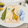 Sudadera Infantil Estilo Japonés Otoño Nueva Niños y Niñas Manga Larga Bloques de Color Jirafa Holgada Casual Sudadera Moderna 5077