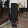 Falda Recta de Cachemir Clásica Simple Versátil para Mujer Otoño e Invierno Abertura Forrada de Polar Caída de Longitud Media Negra Gris