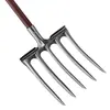 Una herramienta para voltear y aflojar la tierra, adecuada para la recuperación de terrenos y la excavación, con púas de acero para plantar verduras, disponible en diseños de cuatro, cinco y seis púas