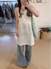 Vestido Camisola de Tricô Vazado Versátil Estilo Coreano Novo Primavera Vestido Cobertura em Camadas com Mangas