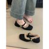 Zapatos Mary Jane de Punta Cuadrada y Tacón Grueso con Forro de Terciopelo para Mujer, con Hebilla de Una Línea, Zapatos Peludos Versátiles de Temperamento