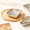 Conjunto de Prato e Colher de Cerâmica Esmaltada em Forno Pintado à Mão Estilo Japonês, Colher de Sopa Colorida por Baixo do Esmalte, Prato para Molho, Colher, Concha de Sopa