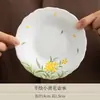 Bandeja de té de cerámica pintada a mano, bandeja de té floral estilo japonés, bandeja para juego de té doméstico, bandeja para bocadillos de té de alto valor