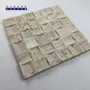 Azulejos Mosaico de Travertino Pedra Natural Retrô Travertino Amarelo Rocha Vulcânica Azulejos Culturais Superfície 3D Estéreo Côncava e Convexa