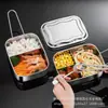 Caja de Almuerzo Personalizada Transfronteriza de Acero Inoxidable 304 Caja de Almuerzo Espesa para Estudiantes Caja de Almuerzo Rectangular para Conservar la Frescura Venta al por Mayor Caja de Almuerzo