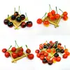 Simulação Cereja Carro Revestimento Plástico Modelo de Fruta Cereja Adereços Decorativos Ornatos de Estúdio Adereços de Educação Infantil