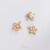 Pendente Mini Flor de Zircônia Banhado a Ouro 14K que Preserva a Cor Flor de Pessegueiro Flor de Cerejeira Pingente para Pulseira Brincos Joias DIY
