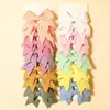 20/Conjunto de Laço Liso Cor Sólida Waffle Grampo de Cabelo Infantil Rabo de Peixe Piao Jiao Headwear Infantil Grampo de Cabelo Feminino Feito à Mão