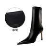 315-12 Botas cortas ajustadas de estilo europeo y americano de moda de invierno con tacón alto, sencillas y puntiagudas, sexys, para discoteca, botas finas para mujer