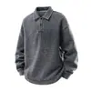 Estilo Nuevo de Primavera Cuello Solapa Casual Versátil Holgado Top de Oficina Moda Masculina Tendencia Color Sólido Cotidiano Elegante Sudadera