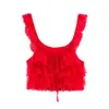 Fabricante Mayorista de Ropa para Mujer Transfronteriza Moda Femenina 2026 Ins Redes Sociales Celebridad Popular Top Camisola Decorativo Elegante en Capas de Encaje