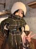 Bufanda de mujer para otoño e invierno con estampado de espiga, cálida y gruesa, de punto, para parejas, chal de mohair a cuadros estilo coreano, combinable con todo.