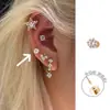 Pendientes de Botón de Estrella de Cinco Puntas de Mini Circonita Estilo Coreano para Mujer, Pequeños, Versátiles, Sensación de Alta Gama, Ear Cuff de Corazón, Pendiente Dulce Fresco Exquisito