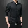 Camisa Formal Blanca de Manga Larga Ajustada No Planchar para Hombre, Profesional de Negocios, Ropa de Trabajo, Camisa de Boda para Hombres, Padrinos