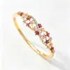 Nuevo Pulsera de Esmalte Floral Hueca Estilo Chino con Flores de Colores de Goteo de Aceite y Diamantes, Multicolor, En Stock, Venta al por Mayor Directa de Fábrica