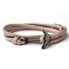 Pulsera de Moda Negra de Estilo Marino con Ancla, Tejida a Mano, Multicapa de Nylon para Hombres y Mujeres