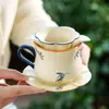 Taza de Té Orquídea Mariposa Blanca de Mineral de Roca Cerámica Taza con Separación de Té y Agua Taza Individual Taza Personal para Beber