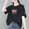 Comercio Electrónico Transfronterizo Comercio Exterior Ropa de Maternidad Liquidación Camiseta de Manga Corta Mujer Holgada Tallas Grandes Camiseta de Manga Media Estampada para Mujer Top Tendencia