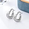 Pendientes de moda simples de acero inoxidable chapado en oro de 18K de venta caliente trenzados de tres hilos pendientes cruzados multicapa unisex pendientes