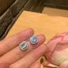 Brinco Flor de Cristal Estilo Azul Claro Agulha de Prata Doce Fresco Amor Brincos Elegantes da Moda Brincos Distintivos de Celebridade da Internet