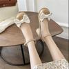 Estilo princesa ~ zapatos Mary Jane con lazo 2022 primavera y verano Nuevos Tacones Altos sandalias de tacón grueso de mujer de punta cerrada