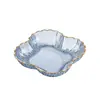 Plato de frutas lujoso y elegante con bordes dorados transparentes para frutas secas y dulces, adecuado para mesa de centro de sala de estar, mesa de comedor de cocina y plato de hueso