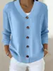 Exportación Transfronteriza Estilo Europeo y Americano Otoño e Invierno Nuevo Cárdigan de Punto para Mujer Color Sólido Casual Moda Chaqueta Suéter Cárdigan para Mujer