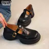 Zapatos Mary Jane de tira en T con suela gruesa y plataforma para aumentar la altura, de cuero genuino para mujer, nuevos de otoño 2026, versátiles, retro, zapatos pequeños de cuero
