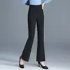 Pantalones de traje rectos adelgazantes de cintura alta para mujer, Primavera y Otoño 2026, con efecto de caída, Pantalones acampanados negros