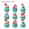 Decoraciones para Fiesta de Cumpleaños de Niña con Temática de Sirena, Cubiertos Desechables y Platos de Papel con Dibujos Animados, Disponibles en Stock