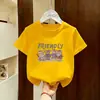 Camiseta de Algodão Puro de Manga Curta para Meninas 2026 Novo Estilo de Verão Top de Algodão Puro para Menininhas Roupas de Verão Estilosas de Meia-Manga para Crianças Ins