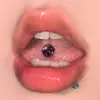 Anel para Língua com Parafuso Externo em Aço Inoxidável com Detalhe de Gota de Óleo Laser Brilhante Joia Piercing Europeia e Americana Anel para Língua Beber Atacado