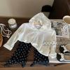 Conjunto de Menina Primavera e Outono Estilo Ocidental de Bebê Camiseta com Capuz de Renda Coreana Personalizada Tendência Calça com Flor de Cerejeira Sino