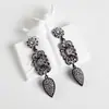 Amazon Transfronterizos Exagerados Chapado Temperamento Pendientes Largos Gama Alta Sensación Borla Incrustado Negro Diamante de Imitación Pendiente Colgante Accesorios