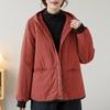 Chaqueta acolchada vintage para mujer, abrigo informal con capucha y relleno de algodón grueso, abrigo cálido de otoño e invierno.