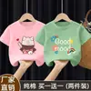 Camiseta de Verão Tendência e Versátil de Manga Curta para Meninas, Caimento Solto, Novo Estilo de Verão, Blusa 100% Algodão para Crianças