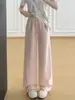 Pantalones de Chándal de Algodón de Tiro Bajo de Moda para Primavera y Otoño, Versátiles para el Trabajo, Corte Relajado, Versión Recta Estrecha, Adelgazantes, Pantalones de Chándal de Pierna Ancha hasta el Suelo
