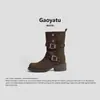 Botas de cuero genuino con aumento interno de altura y tacón grueso, botas Martin Maillard de doble uso para aumentar la altura para mujer, nuevas botas cortas de suela gruesa para otoño e invierno 2026