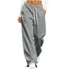 2026 Europeos y Americanos Transfronterizos Cordón Color Sólido Holgados Casual Deportivos Nuevos Cintura Alta Caída Pierna Ancha Pantalones Largos Pantalones de Chándal Mujer