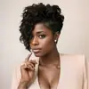 Comercio Exterior Transfronterizo Popular Peluca Rizada Pequeña Cabello Corto de Mujer Cabello Corto Rizado Seda de Alta Temperatura Seda de Alta Temperatura Peluca Artificial