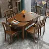 Nuevo Juego de Mesa y Sillas de Comedor de Madera Maciza Estilo Chino, Mesa Redonda Plegable Convertible de Doble Uso Cuadrada/Redonda Extensible, Mesa de Comedor para Apartamento Pequeño en Casa