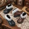 Botines Cortos de Moda para Niñas con Adorno de Encaje y Moño Estilo Princesa 2026 Otoño Nuevos Casuales Versátiles Suela Suave Botines de Moda