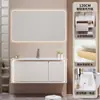 Nuevo Panel de Puerta Pintado de Madera de Caucho Yida con Luz Ambiental Combinación de Gabinete de Baño Lavabo Integrado de Cerámica Gabinete para Lavabo