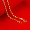Kalemei Cadena Espiral Ondulada de Doble Capa de 2M Cadena Retorcida de Doble Onda Chapada en Oro Collar Cadena para Clavícula