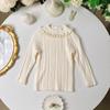 Ropa de Punto para Niña 2025 Otoño e Invierno Suave Camiseta Base Top Estilo Princesa para Bebé Niña Dulce Sencillo Tejido de Punto Moderno